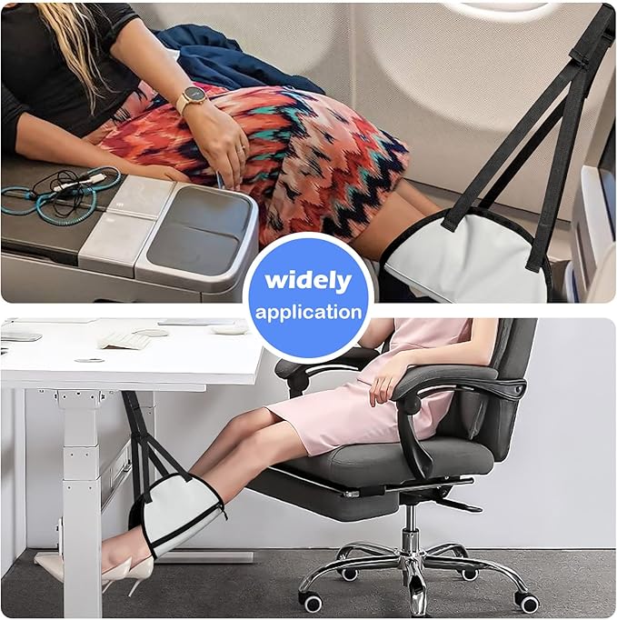 Forzacx Airplane Footrest (Latex Cushion), Adjustable Detachable Multifunctional Foot Hammock, Portable Airplane Desk Foot Hammock for Air Plane Flying Long Flight to Relax Your Feet and Leg(Grey)
