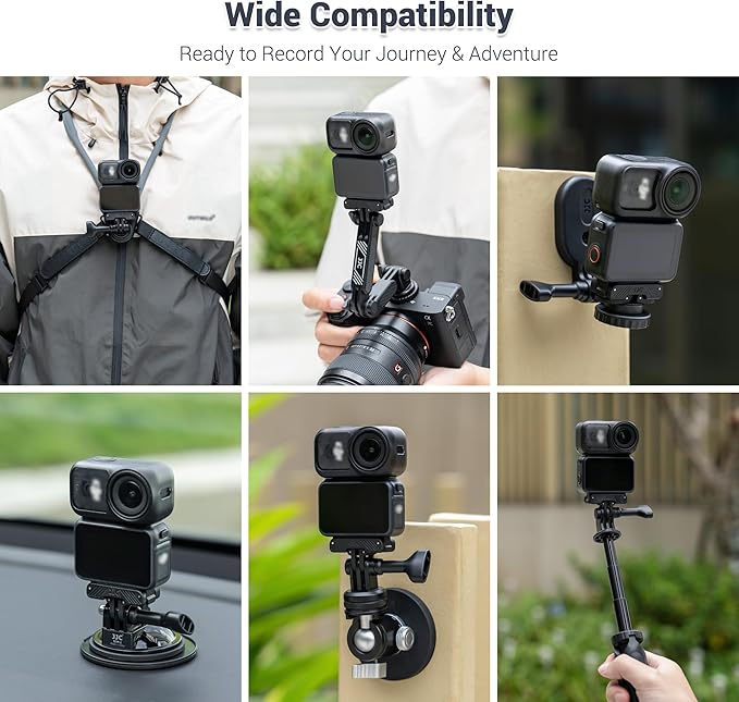 JJC 2 Packs Action 6 Magnetic Quick Release Adapter for DJI Osmo Action 6 Nano Accessories, Dual Direction Magnet, Replace OEM Quick Release Mount, Folding Claws & 1/4"-20 Screw Hole,Heavy Duty Nylon