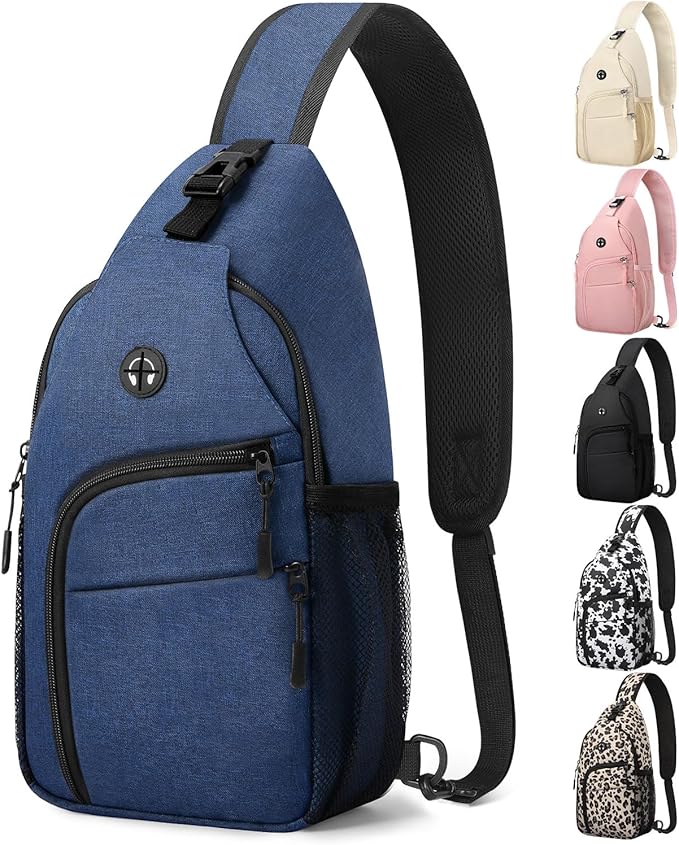 Pritent Crossbody Bags for Women Man Waterproof Sling Bag Backpack Trendy Casual Cross Body Bag with Convertible Shoulder Strap Chest Bag for Camping Hiking Travel Essentials (Blue, Medium)