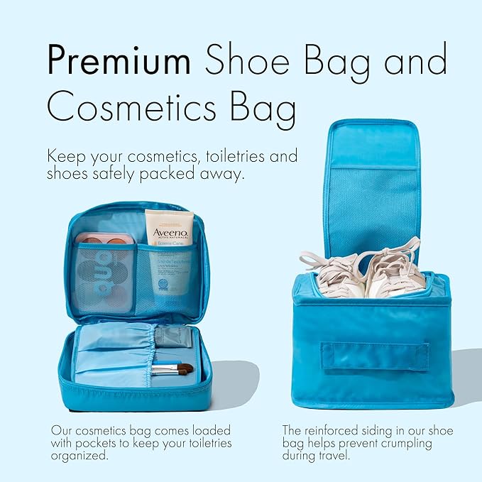(Not Made In China) Packing Cubes For Travel, Luggage and Suitcase Organizer Bags, Carry On and Backpack Space Savers, Lightweight Waterproof Nylon, 8pc Set, Blue