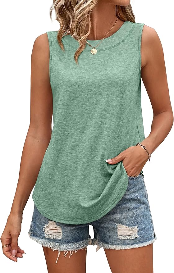 WIHOLL Tank Tops for Women Summer Outfits 2026 Crewneck Spring Casual Sleeveless Shirts Blouses Clothing