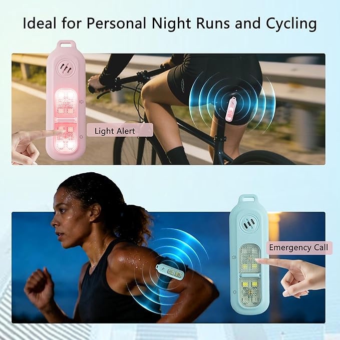 130DB Rechargeable Personal Alarm | One-Button Alarm | 4 Flash Light Modes | Equipped with a Back Clip | Free Keychain Included | Ideal for Women, Kids and the Elderl（Black