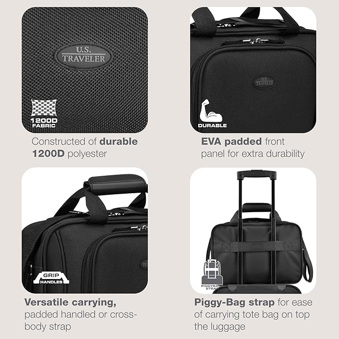 U.S. Traveler Rio 14" Travel Tote Bag, Lightweight 1200D Carry-On Bag for Women & Men, Parent SKU