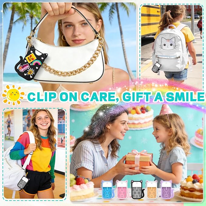 Cat Silicone Case for Touchland Hand Sanitizer Spray with Keychain,Compatible with Power Mist 1FL OZ/30ML,4 Cute Charms Accessory Portable Hand Sanitizer Holder for Touchland(1PCS Black)