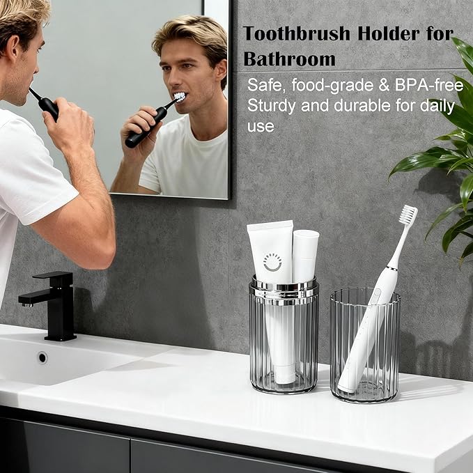 Toothbrush Travel Holder, 2-in-1 Dustproof Toothbrush Travel Case with Rinse Cup, Large Portable Toothbrush and Toothpaste Container for Traveling Camping School Business Trip Bathroom