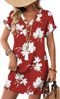 WIHOLL Summer Dresses for Women with Sleeves Midi Dress Button Down Beach Vacation Casual Dresses Fashion Clothing