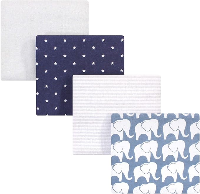 Hudson Baby Unisex Baby Cotton Flannel Receiving Blankets, Boy Elephant, One Size