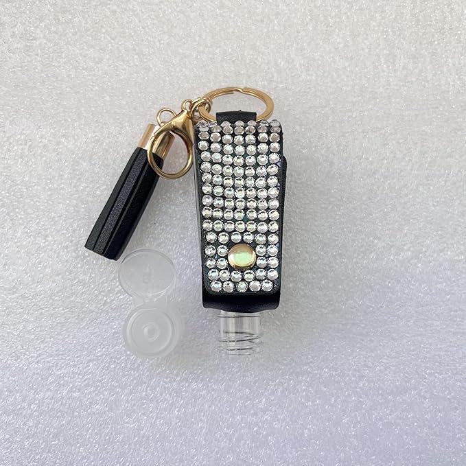 2 Pcs 1oz Bling Travel Bottle Case with Keychain, Travel Bottles for Alcohol, Hand Soap, Refillable Containers Portable