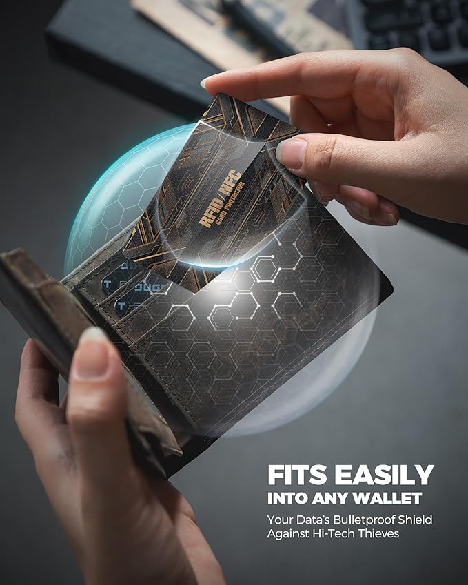 DUGRAFT 4 Pack RFID Blocking Cards Credit Card Protectors Anti-Theft Card Blocker NFC Contactless Protection for Entire Wallet, Travel Essentials, Steampunk