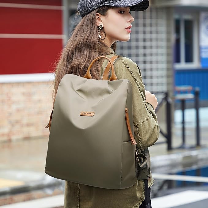 Women's Backpack Purse Nylon Anti-theft Water Resistant Lightweight Small Shoulder Bags for Travle Cute Fashion Computer Bag for Work Daily Laptop Backpack Ladies Army Green