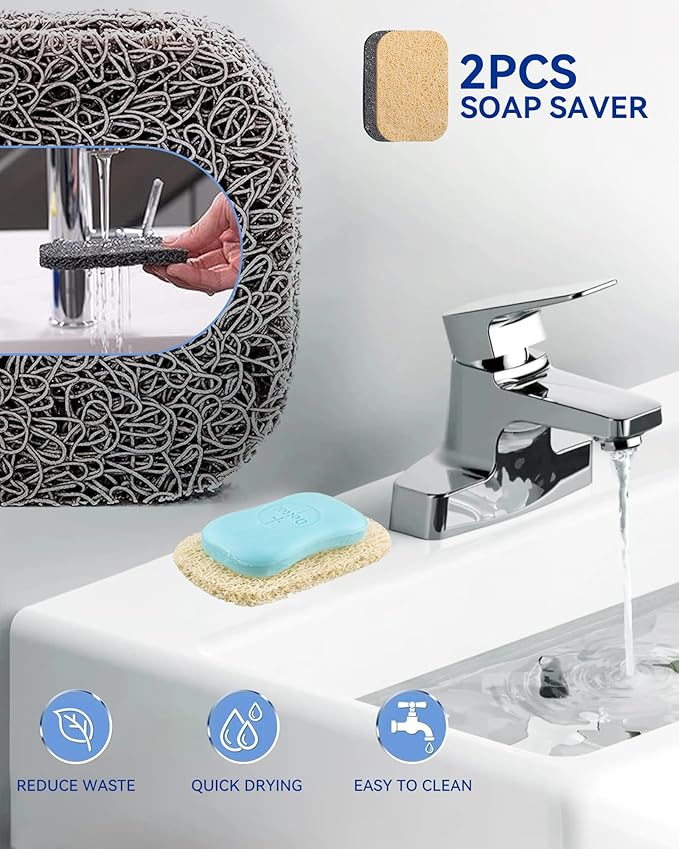 PEISAINOX 8-Piece Soap Bath Kit with Travel Soap Case Holder Dish Bag Saver, Lathering Pouch for Home, Travel, Camping, Gym, Hotel(White)