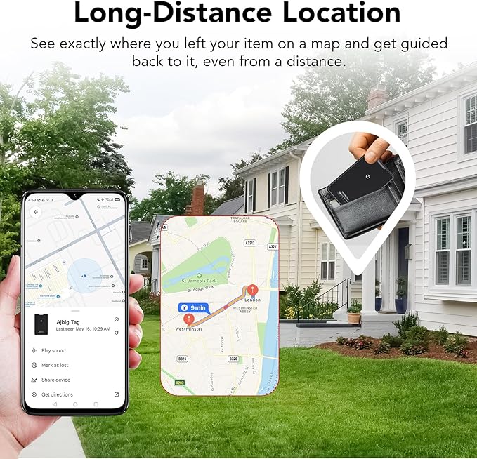 2 Pack Wallet Tracker Card for Android Bluetooth Tracker Work with Google Find Hub(Android Only), IP68 Waterproof, Item Finder for Bags, Keys, Passport