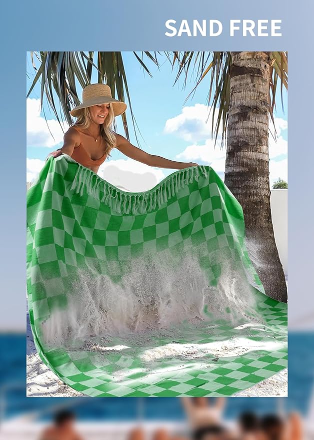 Antfuny Giant Beach Towel Blanket Autumn Outing Stuff for Women & Men Road Trip Camping Gear Ship Cruise Gear Must Haves Extra Large XXL Teal Plain Pattern Airplane Accessories Travel Gadgets