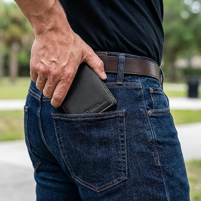 ID Stronghold Waltlet - RFID Blocking Bifold Wallet for Men with Magnetic Clasp - Black