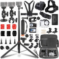 PellKing Accessories Kit for DJI Osmo Action 5pro/4/3,Carrying Case with Belt 135cm Selfie Stick Tripod Waterproof Housing Floating Handle Grip Magnetic Handlebar Mount Qucik Release4 in 1 Body Mount