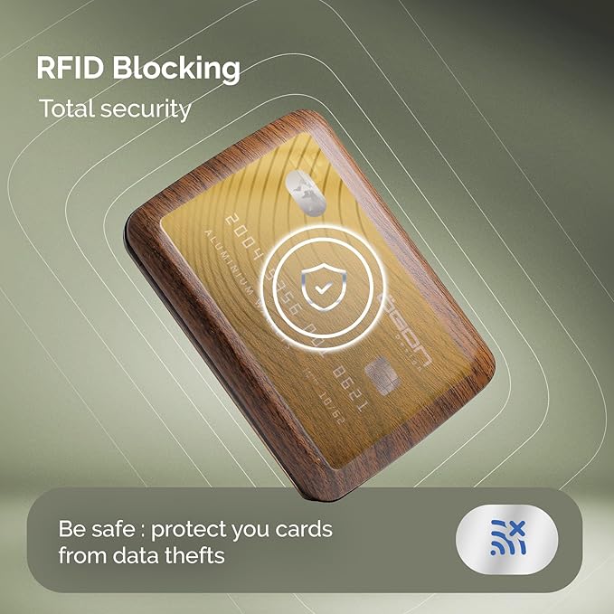 ÖGON -DESIGNS- Aluminum card holder with metal lock, RFID protection against fraud and demagnetization, compact wallet, Smart Case OSLO model