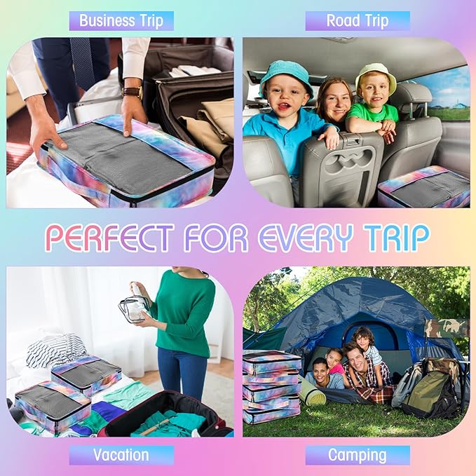 5 Pcs Packing Cubes for Suitcase Large Travel Cubes Carry on Luggage Organizer Bags for Clothes Accessories(L,Watercolor)
