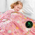 Wajade Rainbow Gifts for Girls - Glow in The Dark Rainbow Blanket Birthday Christmas Decor for Kids Age 3 4 5 6 7 8 9 10 11 12 Years Old Teens Child Toddler Throw Pink 60"x80"