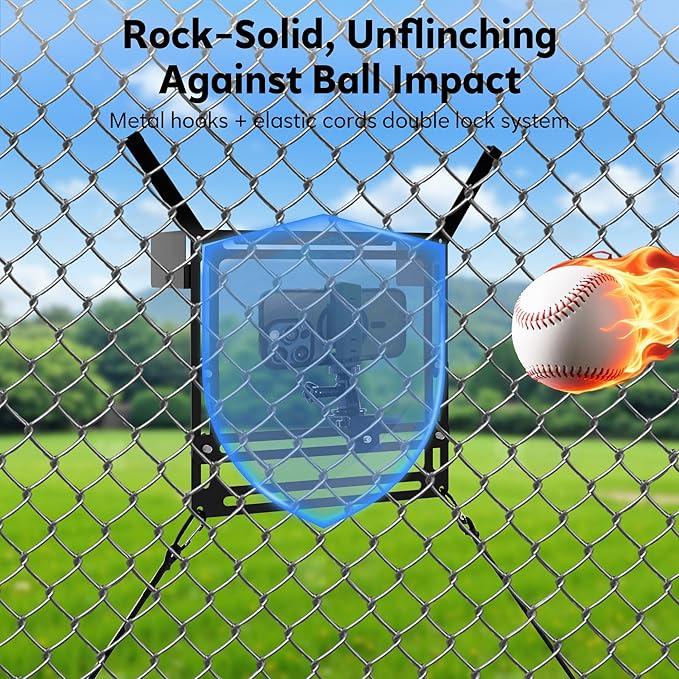 Metal Cell Phone Fence Mount with Shade, Fence Phone Holder Mounting Kit for iPhone, GoPro, Mevo Start, Insta360 and Other Action Cameras, Streaming Kit for Recording Baseball, Softball and Tennis