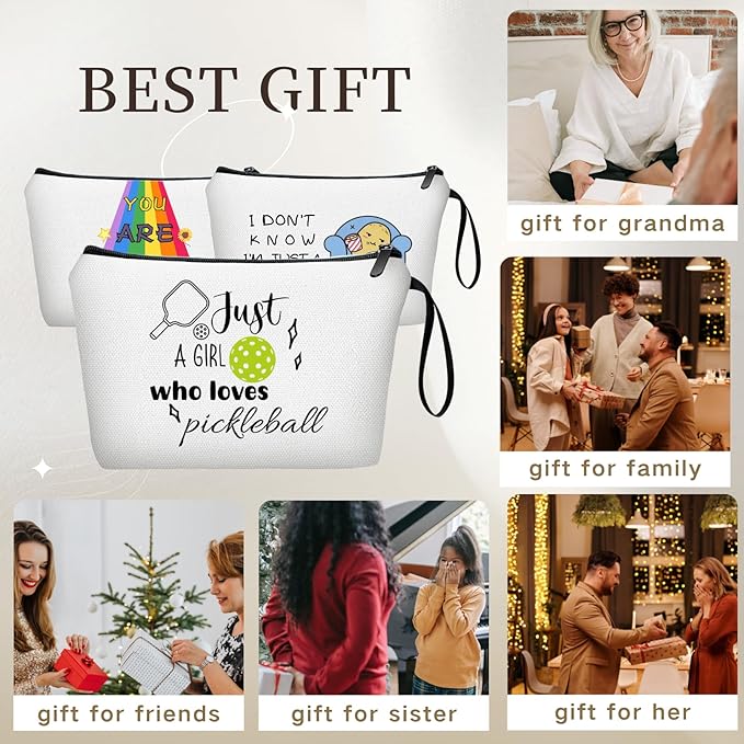 Pickleball Gifts for Women Teen Girl Pickle Ball Lover Team Club Accessories Party Funny Makeup Cosmetic Bag Birthday Gifts for Sister Teenager Cousin Graduation