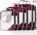 NICOSHOW 6 Set Compression Packing Cubes for Travel - Compressible, Lightweight, and Space-Saving Packing Cubes, Travel Essentials for Women, Wine