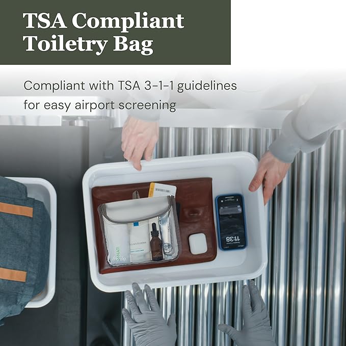 (re)zip TSA Approved Travel Toiletry Bag with Hanging Loop, Travel Quart Bag– Reusable Clear Makeup bags with zipper, Clear Pouch for Travel Essentials, Cosmetic | BPA-Free, Machine Washable - Gray
