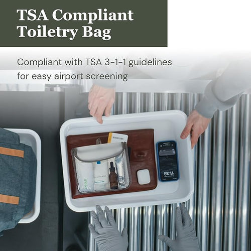 (re)zip TSA Approved Travel Toiletry Bag with Hanging Loop, Travel Quart Bag– Reusable Clear Makeup bags with zipper, Clear Pouch for Travel Essentials, Cosmetic | BPA-Free, Machine Washable - Gray