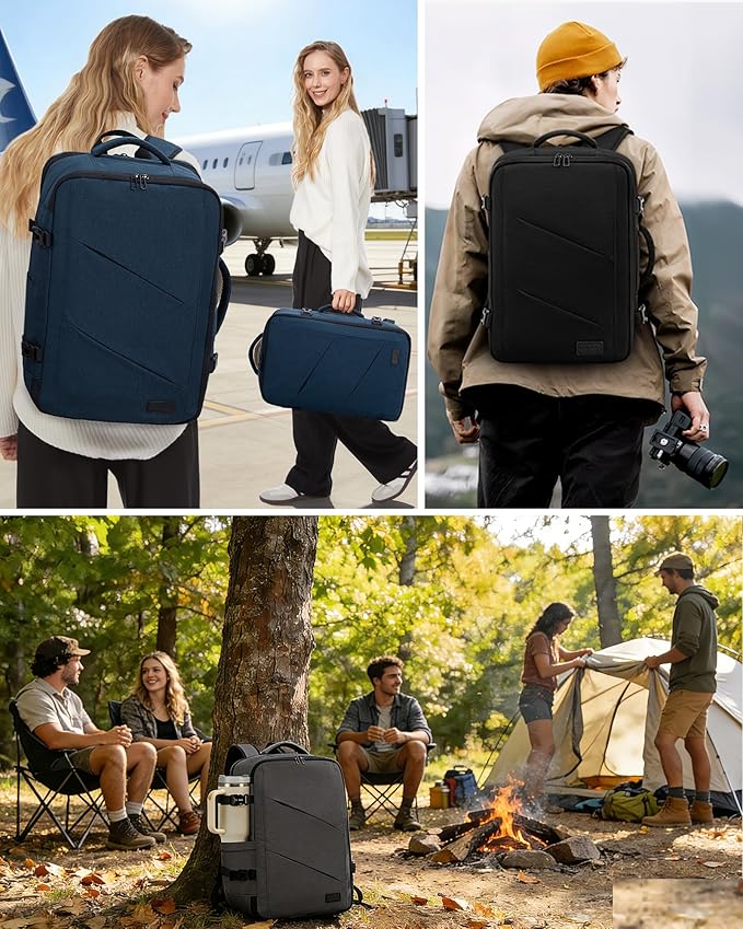LOVEVOOK Carry on Travel Backpack, Large 50L for Men & Women Flight Approved with USB Charging Port&3 Packing Cubes, Large Suitcase Water Resistant Luggage Daypack Business Weekender Bag, Navy Blue