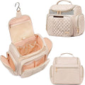 Large Leather Toiletry Bag for Women Men,Bathroom Bag,Water Resistant Shower Bag,Makeup Bag,Portable Shower Caddy for College Dorm,Hanging Travel Toiletry Bag with Transparent Waterproof Phone Pocket