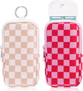 KJQJLY 2 Pack Hand Sanitizer Holder Pouch, Zippered Portable Sanitizer Case with Cute Pattern, Keychain D-Ring for Purse, Backpack & Travel