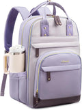 LOVEVOOK Laptop Backpack for Women with Giant Tumbler Holder,18 inch School College Book Bag Nurse Teacher Backpack,Work Travel Backpack Purse Laptop Computer Bag, Taro purple-Light purple-Purple