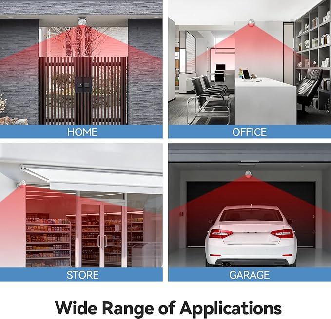 TECKNET 125dB Loud Indoor Motion Sensor Alarm with 328ft Remote Control (40ft PIR Detector, Batteries), Wireless Infrared Motion Sensor, Security Motion Detector with Siren for Home Garage Van