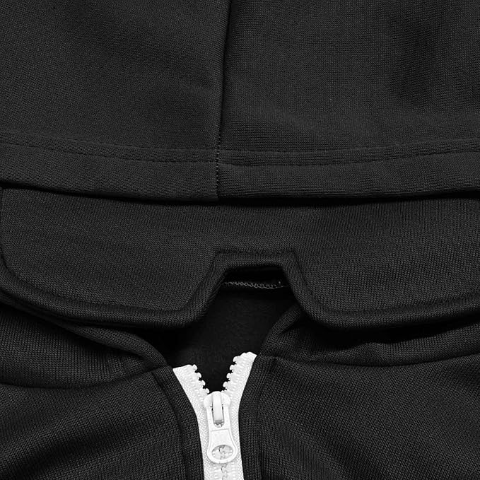 Zip Up Hoodie with Eye Mask Built In, Comfort Airplane Wearable Blanket Sweatshirt Men Women Sleep Clothes