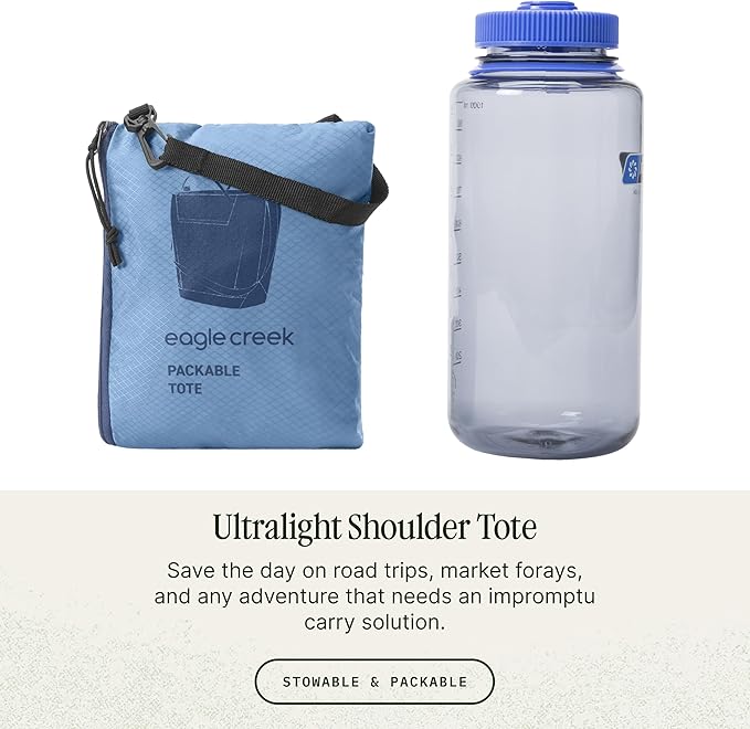 Eagle Creek Packable Tote Bag – Lightweight, Compact, Water-ResistantTote - Recycled Materials,Foldable Design, Easy Storage