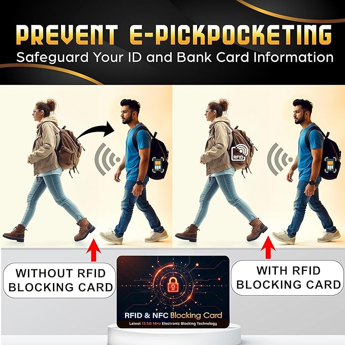 SaiTech IT 5 PK RFID Blocking Cards Protect Your Entire Wallet, Purse, and Cards from NFC Contactless Theft Wallet for Men & Women - Orange Black (5 Pack CL)