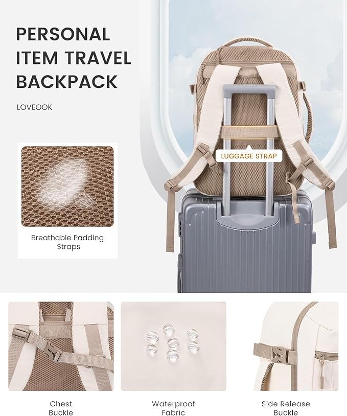 LOVEVOOK Travel Backpack,50L Carry On Backpack Large Fits 18" Laptop,TSA Personal Item Travel Bag with 3 Packing Cubes,Water Resistant Laptop Bag Travel Essentials for Weekender Business Hiking