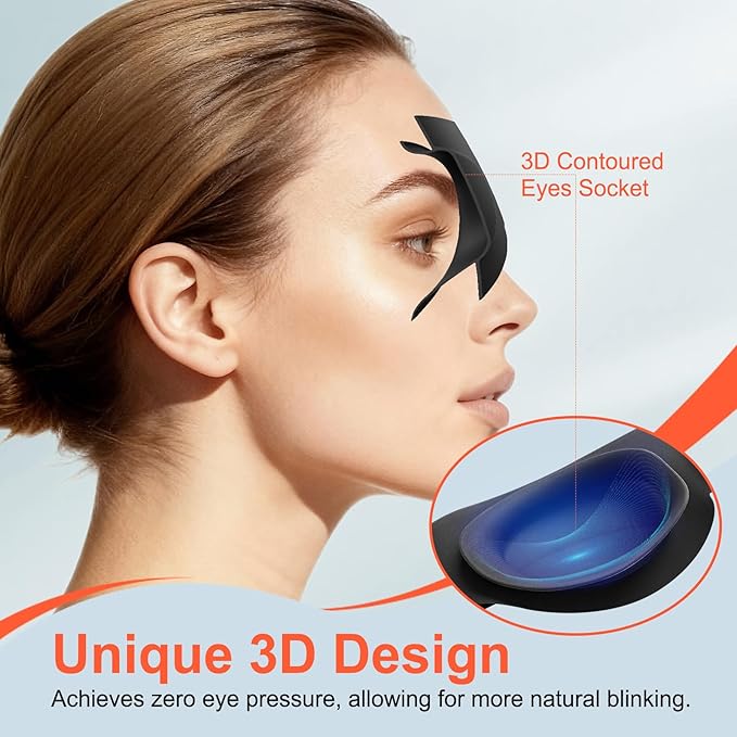 TSYL Travel Sleep Mask: Ultra Lightweight 3D Contoured Sleep Eye Mask Relieves Dry Eyes, Full Silicone, Compression-Proof Total Blackout Eye Cover for Daytime Sleep Side Sleep