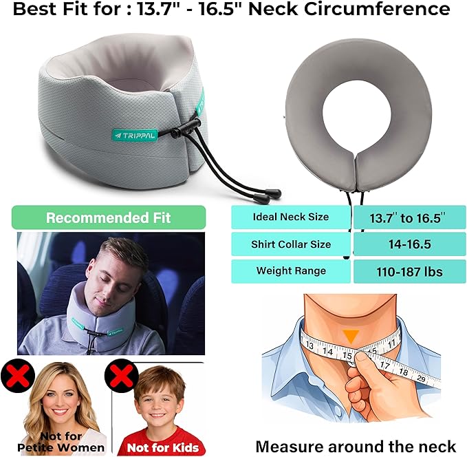 Airplane Travel Support Pillow: Head Sinking Depth Under 2cm - 5+ Hours Upright Sleep Without Neck Pain & Strain for Frequent Flyers on Long Flights - 360 Chin Support Prevent Head Bobbing