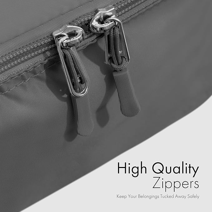 (Not Made In China) Packing Cubes For Travel, Luggage and Suitcase Organizer Bags, Carry On and Backpack Space Savers, Lightweight Waterproof Nylon, 8pc Set, Pewter