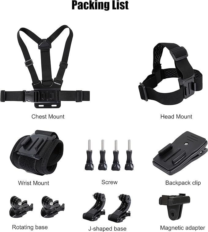 PellKing Magnetic Quick Release Vlog Mount Kit (Chest Harness,Head Mount,Wrist Strap, Backpack Clip) for DJI Osmo Action 6/Osmo Nano, 4-in-1 First Person POV Hands-Free Recording Accessory