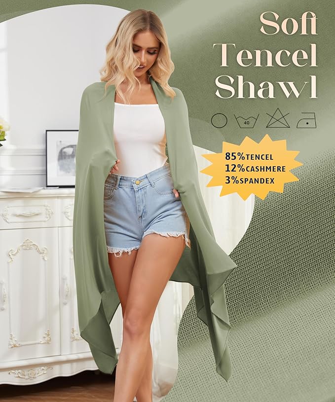 Tencel Cashmere Shawl Wraps for Women,Pashmina Stole Airplane Travel Wool Scarf Blanket Wrap Lightweight UPF 50+