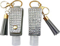 2 Pcs 1oz Bling Travel Bottle Case with Keychain, Travel Bottles for Alcohol, Hand Soap, Refillable Containers Portable