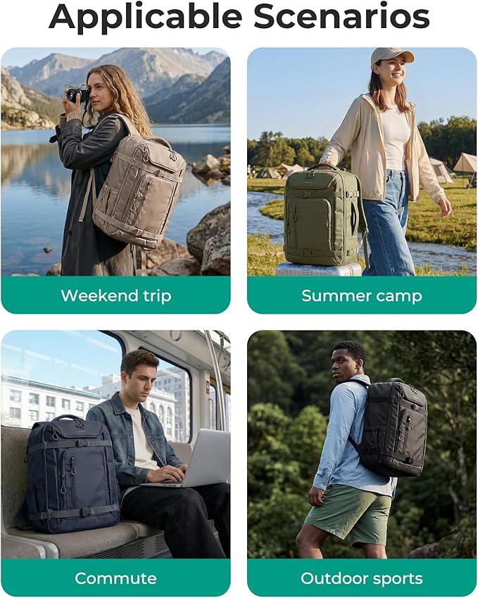 BAGSMART 40L Travel Backpack for Women & Men Fits 17-Inch Laptop, Airline Approved Carry On Backpack with Wet Pocket & Shoe Pouch, Water-Resistant Personal Item Travel Bag, Camel