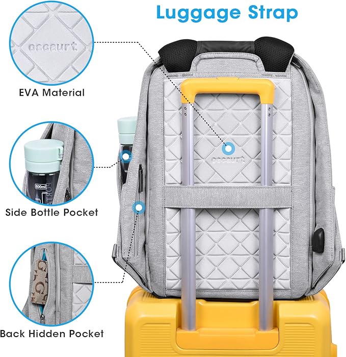oscaurt Anti Theft Backpack 15.6 Inch Laptop Travel Backpack with Hidden Zipper and USB Charging Port Waterproof Business Computer Bag for Men & Women