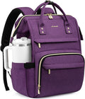 LOVEVOOK Laptop Backpack for Women with Giant Tumbler Holder Pocket,17 inch Waterproof Travel Backpack Purse Computer Laptop Bag,Professional Work College Nurse Teacher Backpack Daypack,Dark Purple