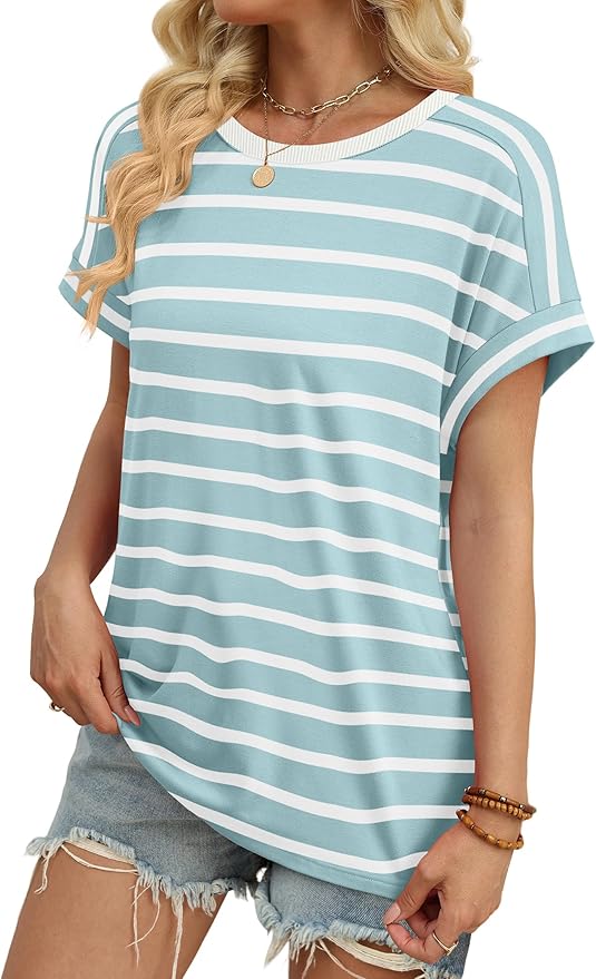 WIHOLL Womens Tops Short Sleeve Shirts Summer Outfits 2026 Spring Dressy Casual Clothes Clothing
