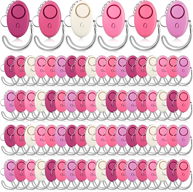 Kanayu 76 Pcs Personal Alarm Bulk 130DB Safe Sound Emergency Safety Self Defense Security Alert Keychain with Led Light Personal Protection Alarm for Women Girls Kids Elderly (Pink Color)