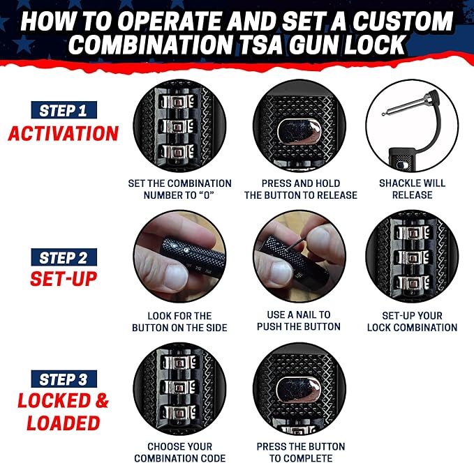 Cedar Mill Fine Firearms TSA Approved Gun Case Lock – Durable, Cut-Resistant Security TSA Locks for Gun, Pistol, Revolver Case or Firearms – Child-Safe Trigger Locks for Rifles and Shotguns