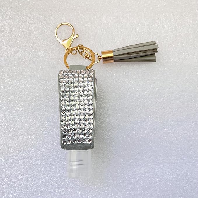 2 Pcs 1oz Bling Travel Bottle Case with Keychain, Travel Bottles for Alcohol, Hand Soap, Refillable Containers Portable
