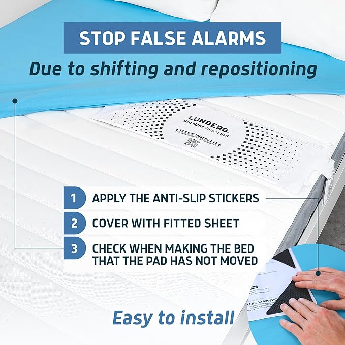 Lunderg Bed Alarm for Elderly Adults - Wireless Sensor Pad (10” x 30”) & Pager - Bed Alarms and Fall Prevention for Elderly and Dementia Patients
